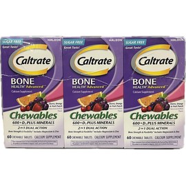Caltrate Chewables 600 +D3 Plus Minerals Calcium and Vitamin D, EXP 12-25 3 PACK