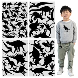 Iron On Black Dinosaurs Silhouette Dinosaur Footprint Heat Transfer DIY Fabric Vinyl for Sport Jerseys T Shirts Clothes Slogan Printing Crafts Decal (Color 1)