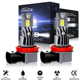 AUIMSOCO H11 H9 H8 LED Headlight Kit Low Beam Bulb Super Bright 6500K Cold White 400000LM