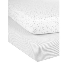 Simple Joys by Carter's Kid's Simple Joys by Carter's Baby 2-Pack Cotton Crib Sheets Baby Costume, Stars/White, OSZ