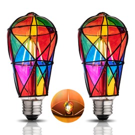 CybaaLuxzus Stained Glass Light Bulb - Rainbow Painted, Mosaic, Multi-Colored Indoor Decorative Bulb - 4W 120V - Fun Romantic and Unique