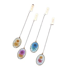 ARFUKA Pack of 4 Bookmark Clips Dried Flowers Metal Bookmark Gifts for Teachers Students Book Lovers