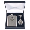 Engraved 80th Birthday Pewter Golf Feature Pocket Watch and Hip