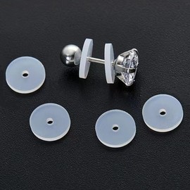 0.2 Inch Silicone Earring Backs Stoppers for Piercings, Clear Discs, 5mm, Non-Pull Stabilizer Pads for Healing Earlobe Support Patches (100 pcs)