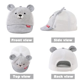 Pesaat Baby Baseball Cap 3-18 Months Baseball Cap Baby Boys Peaked Cap UV Protection Girls Summer Hat Baby Cap, Grey with mesh