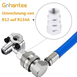 gohantee R-12 R-22 to R-134a Quick Adapter Retrofit Valve 1/4 Inch SAE (7/16-20) Low Side Port Adapter with Blue Dust AC Cap Universal for Air Conditioners