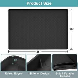 Waterproof Under Sink Mat, 28" x 19" Silicone Under Sink Mats for Kitchen, Under Kitchen Sink Mats and Protector Mat, Sink Cabinet Protector Mats for Bathroom, Black