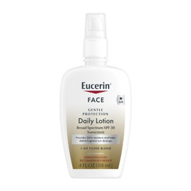 Eucerin Daily Protection Face Lotion with Broad Spectrum SPF 30 Sunscreen, Face Sunscreen Moisturizes and Helps Protect Sensitive, Dry Skin, Fragrance Free, 4 Fl Oz (Packaging May Vary)
