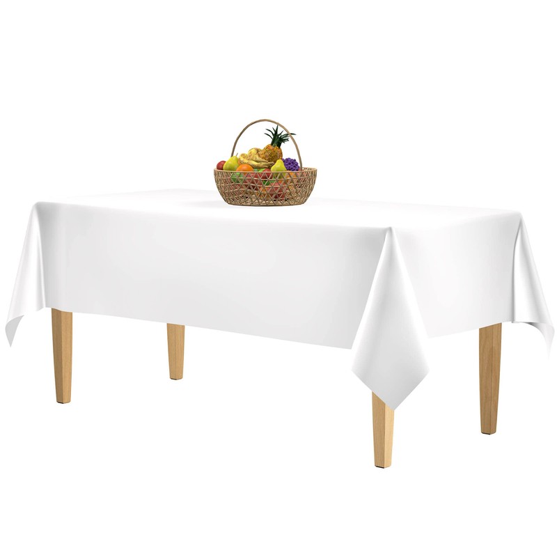 5 Pack Premium White Plastic Tablecloth - 108 x 54