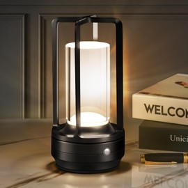 Portable Cordless Table Lamp，LED Desk Lamp with Touch Control，3-Colour Infinitely Dimming Rechargeable Battery Powered Dimming LED Lighting for strange/Restaurant/Bedroom/Bar/Outdoor Party（ black）