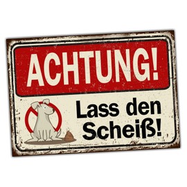 siviwonder Hundeklo Sign Warning Dog Kacken Saying Funny Sign Warning Sign Fun Prohibition 20 cm x 14 cm x 0.3 cm Aluminium