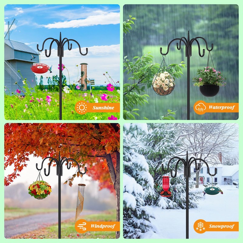 FEED GARDEN 92 Inch Four Shepherd Hooks for Outdoor,Bird Feeder