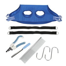 Dog Grooming Hammock Breathable Thickened Pet Grooming Harness with Nail Clipper Comb for CatB99537 Blue Set L