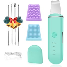 Depurador de Piel, Facial Skin Scrubber, Exfoliacin Facial y Peeling Ultrasnico con 4 Modos para Limpieza Facial y Cuidado Facial, USB Recargable, con 2 Fundas de Silicona y Extractor de Comedones