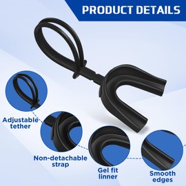 Kanayu 30 Pcs Strapped Mouth Guard Soft Sports Mouthguard with Strap Mouth Protector for Adult Youth Boxing Basketball Hockey Lacrosse Wrestling Taekwondo Jujitsu Rugby (Black)