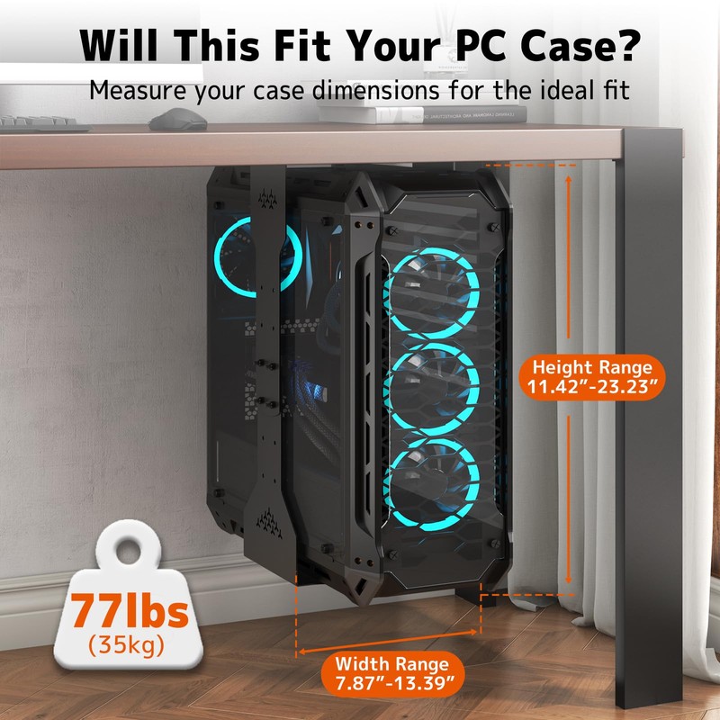 PUTORSEN Under Desk PC Mount, 7.9-13.4’’ Width Adjustable Computer Tower
