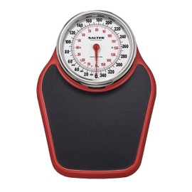 Salter Pro-Helix Professional Oversized Bathroom Scale with Black/Red Powder-Coated Steel Coated Base, Anti-Slip Bath Mat, 400 LB Capacity, Analog Scale, 18.25 x 13.0 Inch, Black/Red