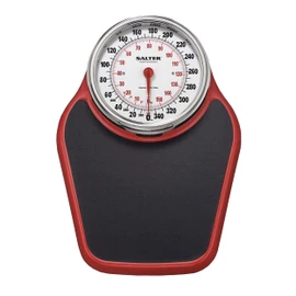 Salter Pro-Helix Professional Oversized Bathroom Scale with Black/Red Powder-Coated Steel Coated Base, Anti-Slip Bath Mat, 400 LB Capacity, Analog Scale, 18.25 x 13.0 Inch, Black/Red