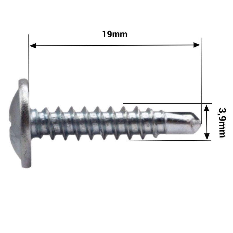 SKIR'CO (50 pcs) Zinc Plated Self-Drilling Screws 3.9 x 19