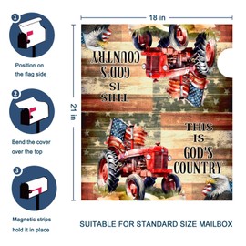 Mailbox Covers Magnetic Standard Size, Patriotic American Eagle Tractor Mailbox Wraps Decorations Accessories for 250 Years of American July 4th 2026 US Post Letter Box Cover Outdoor Garden Decor