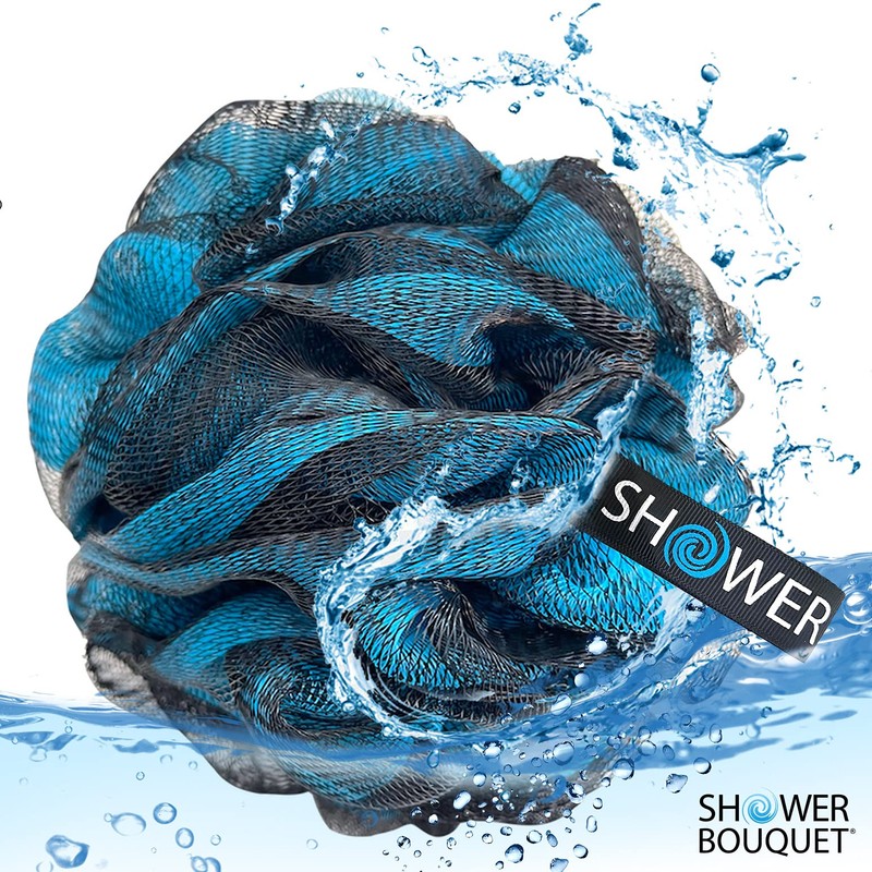 Loofah-Charcoal Bath-Sponge-Blue-Green XL-75g by Shower Bouquet - Extra Large 4