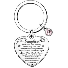 HULALA To My Daughter Gifts From Mum Dad For Birthday Christmas Graduation Lovely Heart I Love You Daughter Keychain Present
