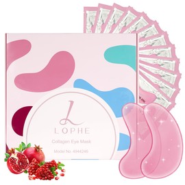 LOPHE Eye Pads 30 Paare, Eye Patches Kühlende und Erfrischende, Augenpads Gegen Augenringe Feuchtigkeitsspendend, Reduzieren Falten, Granatapfel-Augenmaske