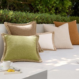 MIULEE Pack of 2 Decorative Linen Pillow Covers Modern Farmhouse Throw Pillow Covers Rustic Burlap Linen Cushion Covers for Spring Sofa Couch Bed Sage Green 12 x 20 inches, 30 x 50 cm