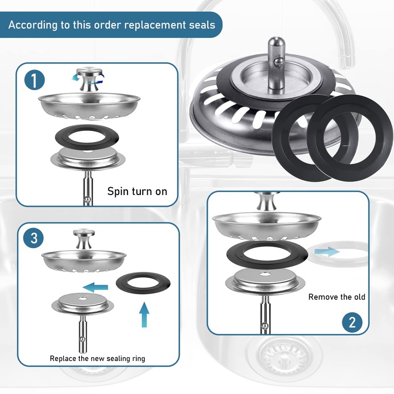 FANNAS Rubber Replacement Seal, Pack of 6 Sink Strainer Basket