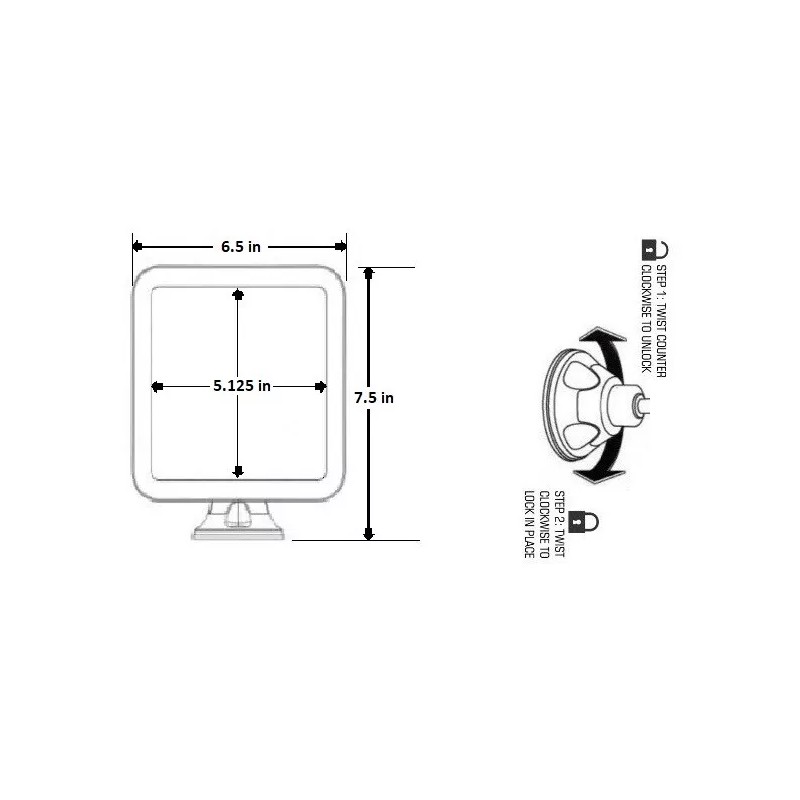 JiBen Square LED Lighted 10X Magnifying Makeup Mirror with Locking