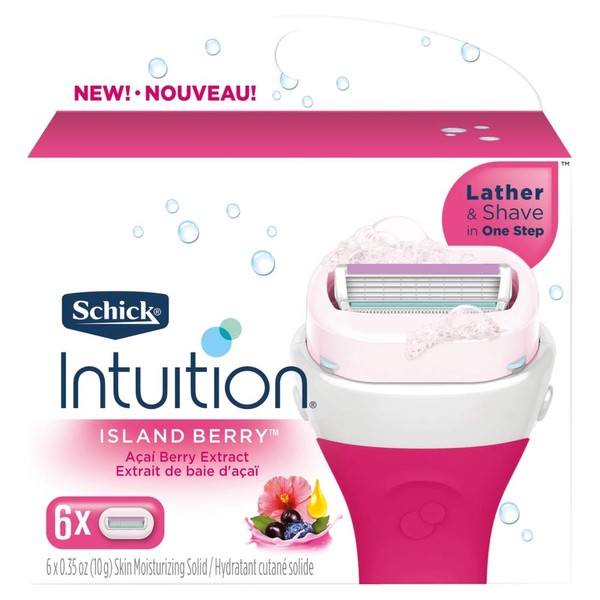 INTUITION Schick Island Women's Razor Blade Refills with Acai Berry Extract, 6 Count (Pack of 1)