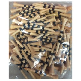 2 3/4" Wooden Golf Tees with Height Indication Stripes - Pack of 300 (Natural w/Black Stripes)