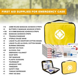 300Piece Small First Aid Kit Refill Supplies for Travel Mini Caming Emergency First Aid Kits Hiking Survival Essential Set for Outdoor Adventure, Yellow 1st Aid