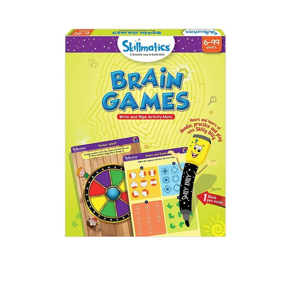 Skillmatics Educational Game: Brain Games (6-99 Years) | Erasable and Reusable Activity Mats | Travel Toy with Dry Erase Marker | Learning tools for Kids 6, 7, 8, 9  Years and Up