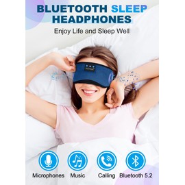 TOPOINT Sleep Headphones, Sleeping Headphones Bluetooth Sleep Mask with Bluetooth Headphones, Aid Sleep Light Blackout Sleeping Eye Mask Headphones for Sleeping Side Sleepers Men Women Girls