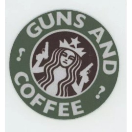 Guns and Coffee - Funny Starbucks Spoof - Beverage COASTER