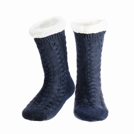 SIHOHAN Cuddly Socks Men's Thick Slipper Socks Non-Slip Super Soft Winter Socks Stopper Socks with Fleece Lining and ABS Non-Slip Socks Nubs Christmas Socks, blue