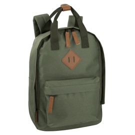 Canvas Mini Backpack for Everyday & Day Pack Rucksack in Solid Color Blocks (Hunter)