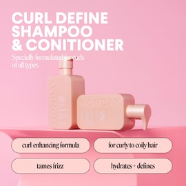 MONDAY HAIRCARE Curl Define Shampoo + Conditioner Set (2 Count) 12 oz Each Nourishes Curls, Tames Frizz, Coconut Oil and Shea Butter Enhance Shine, 100% Recyclable Bottle