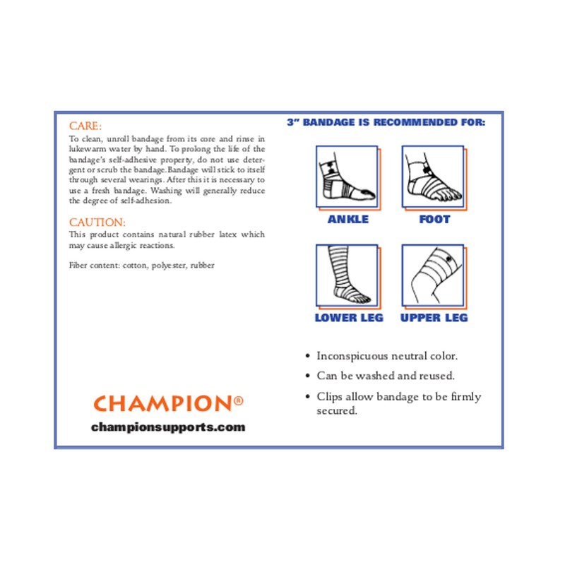 CHAMPION Self-Adhering Elastic Bandage Adjustable Wrap, Beige, Universal, 3 Inch