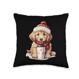 Dog Golden Retriever Christmas Throw Pillow