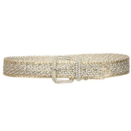 2 Inches Wide Hand Made Braided Square Buckle Belt Size: S/M - 32 Color: Gold/Silver
