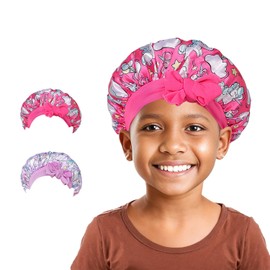 ZukoCert Kids Reversible Silk Satin Bonnet, Wide Elastic Band, Perfect for Curly Hair & Sleep