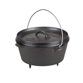 Stansport 4 QT Pre-Seasoned Cast Iron Dutch Oven with Legs (16021), Dark Grey