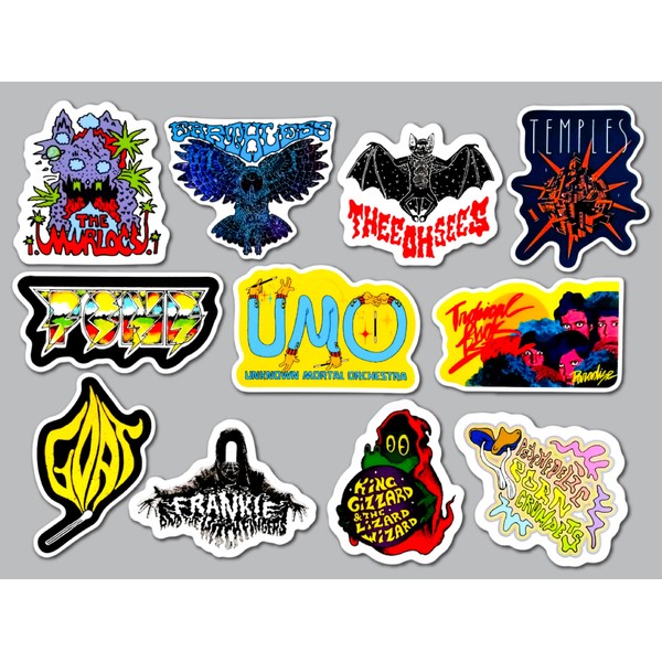 Psychedelic Garage Indie Rock Sticker Pack (10 Stickers) Set 1