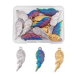 COGCHARGER 15 Pieces Angel Wing Pendant Charm, 304 Stainless Steel Wing Charms for DIY Jewellery, Necklace, Earrings, Accessories