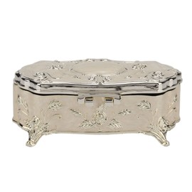 Vintage Jewelry Box Small White Vintage Zinc Alloy Enamel Jewelry Organizer Metal Trinket Jewelry Decorative Box