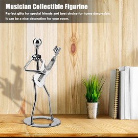Walfront Metal Músico Guitarrista Estatua Instrumento Musical Guitarra Coleccionable Estatuilla Café en casa Contador de Libro de Oficina Decoración de Navidad Regalo para niños Adultos