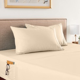 Elegant Comfort 4-Piece King- Smart Sheet Set! Luxury Soft 1500 Premier Hotel Quality Wrinkle and Fade Resistant with Side Storage Pockets on Fitted Sheet, King, Cream