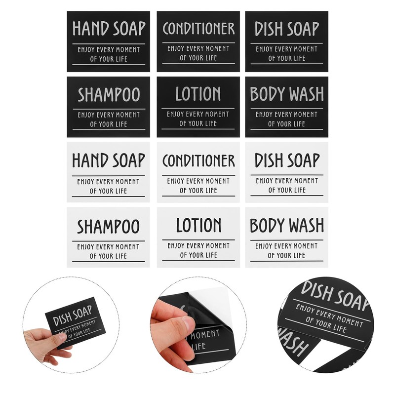 Healvian 12pcs Waterproof Soap Labels Bathroom Labels for Bottles Toiletry